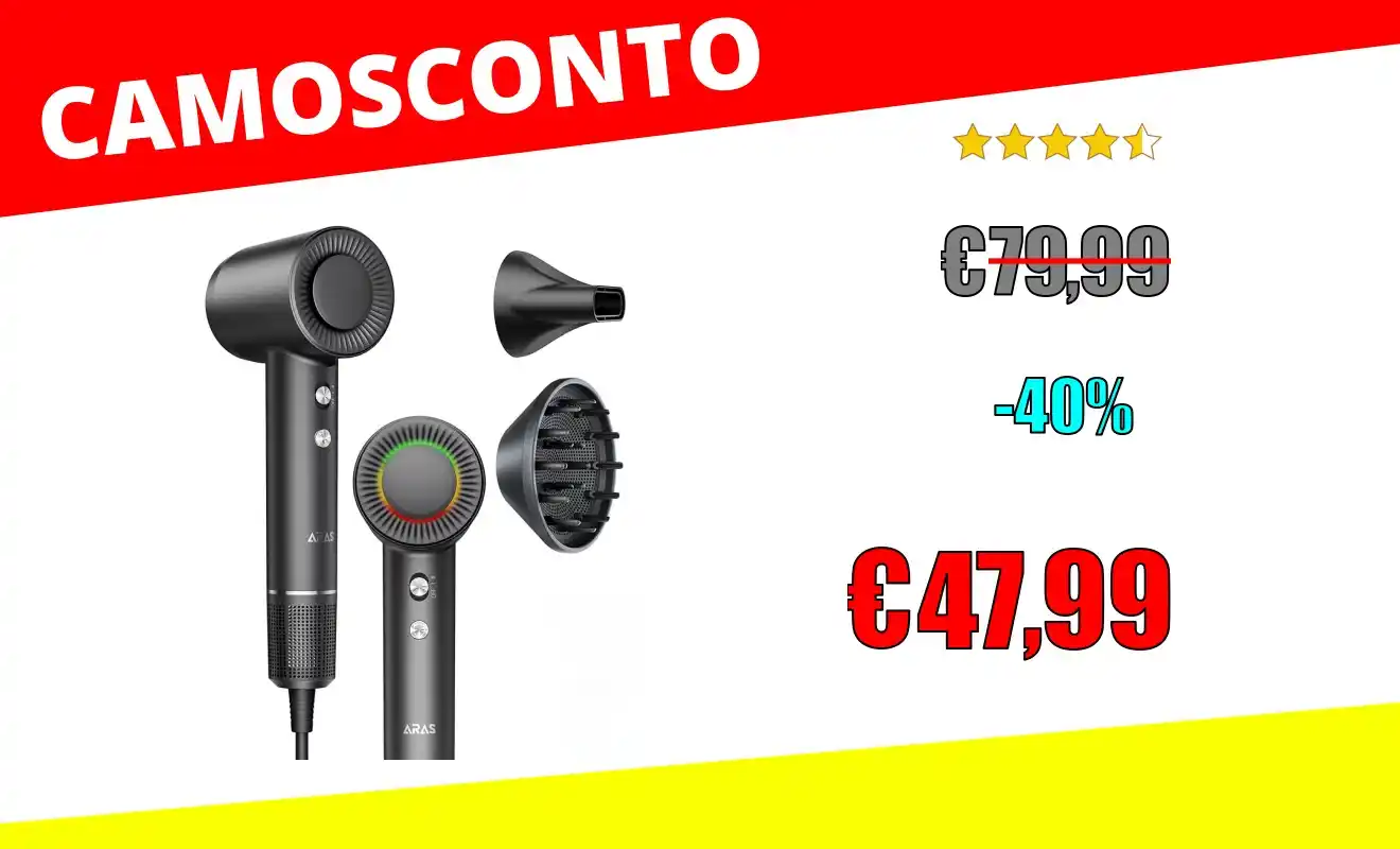Image from OfferteSconto: *Asciugacapelli Professionale Agli Ioni Negativi, Asciugacapelli con A...