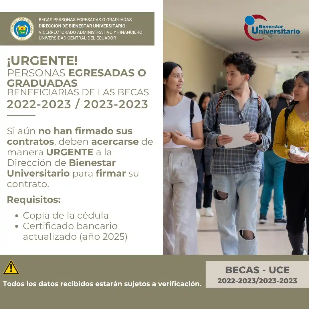 Image from Estudiantes FCA - UCE: ¡🚨 ATENCIÓN URGENTE EGRESADAS Y EGRESADOS! 🚨 Si fuiste beneficiario/...
