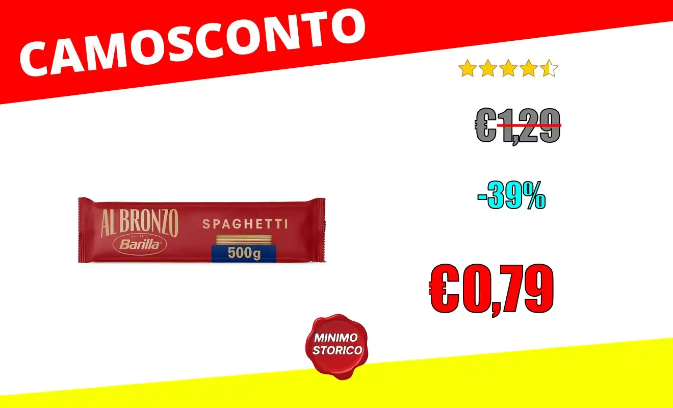 Image from OfferteSconto: *Barilla Pasta Al Bronzo Spaghetti 100% Grano Italiano, Pasta Trafilat...