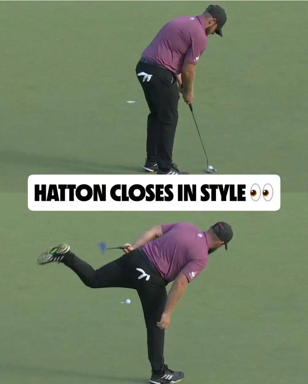 Image from LIV Golf League: BIG BIRDIE ON 18 🔥 Tyrrell Hatton closes round one with a 3-under 68...