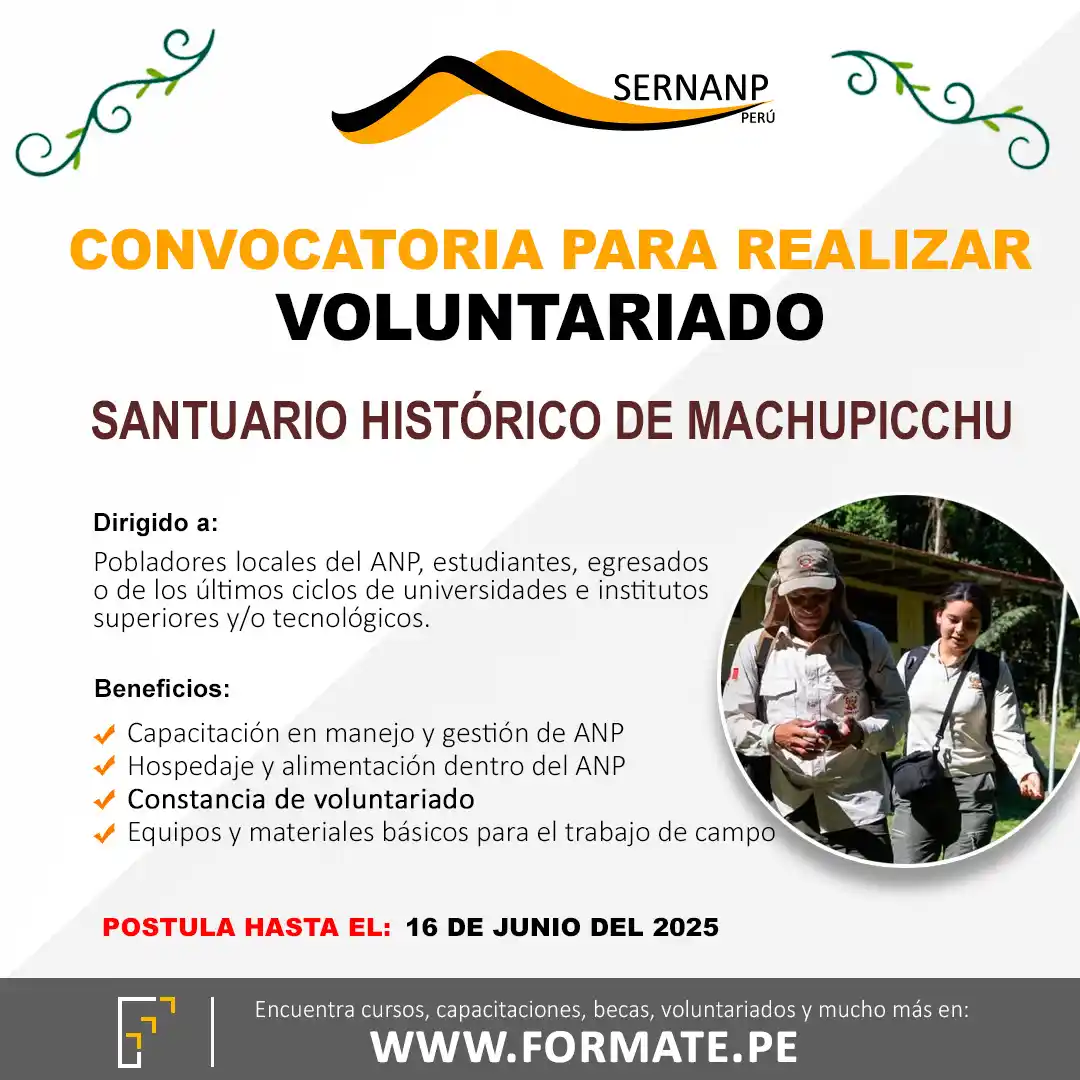 Image from Convocatorias de Trabajo 🇵🇪: 📢Convocatoria SERNANP para el Programa de Guardaparques Voluntarios d...