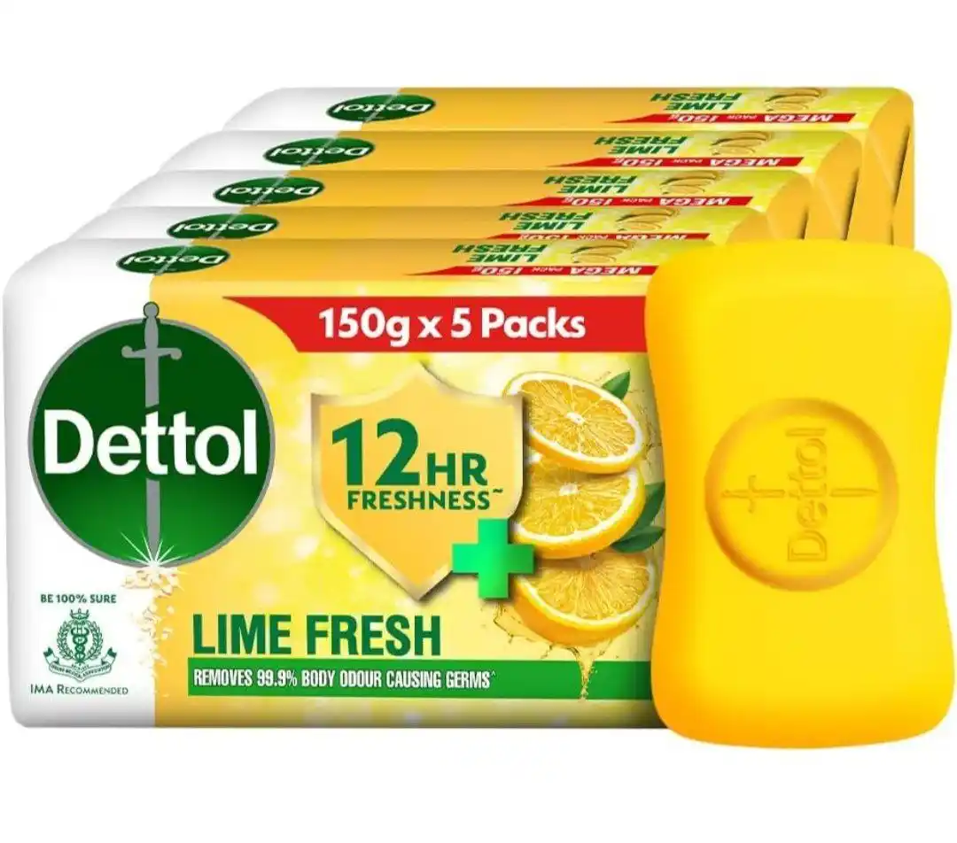 Image from Loots4u : Deals & Offers: Dettol Lime Fresh Bathing Soap Bar (Pack of 5) @214 https://amzn.to/4...