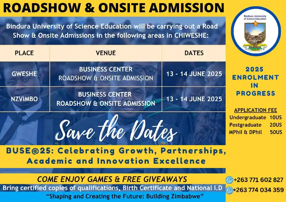 Image from Bindura University of Science Education: *EXCITING NEWS* <a class="text-blue-500 hover:underline cursor-pointer...