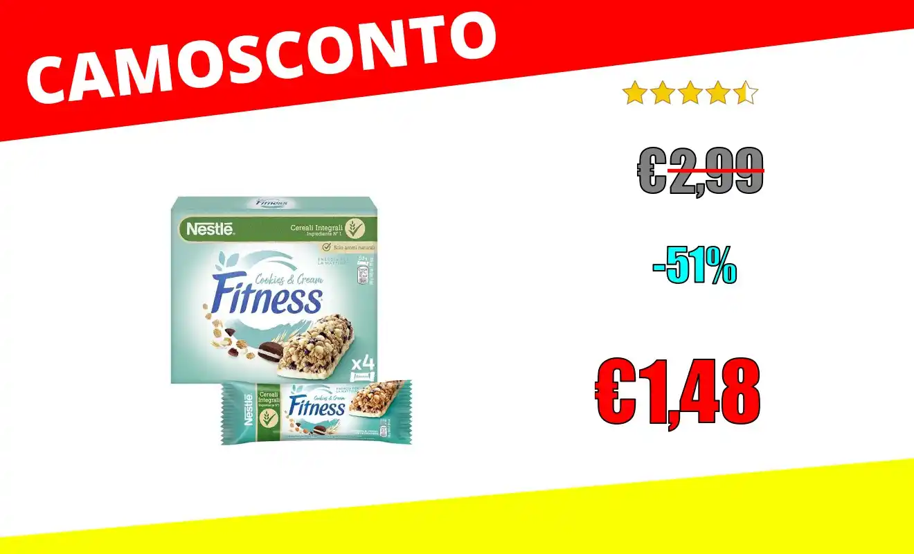 Image from OfferteSconto: *FITNESS Cookies&Cream Barrette Cereali Integrali con Biscotti e Ciocc...