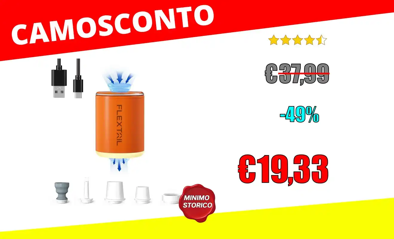 Image from OfferteSconto: *FLEXTAILGEAR TINY PUMP 2/2X, Pompa Elettrica Portatile da Campeggio* ...
