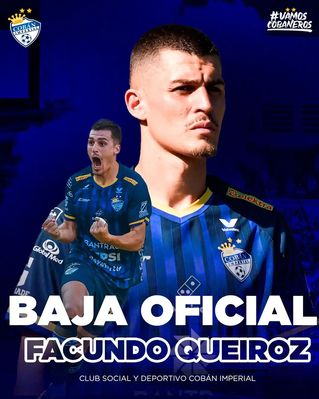Image from CSD Cobán Imperial: GRACIAS, FACUNDO 🪓 💙 El CSD Cobán Imperial informa a su afición que...