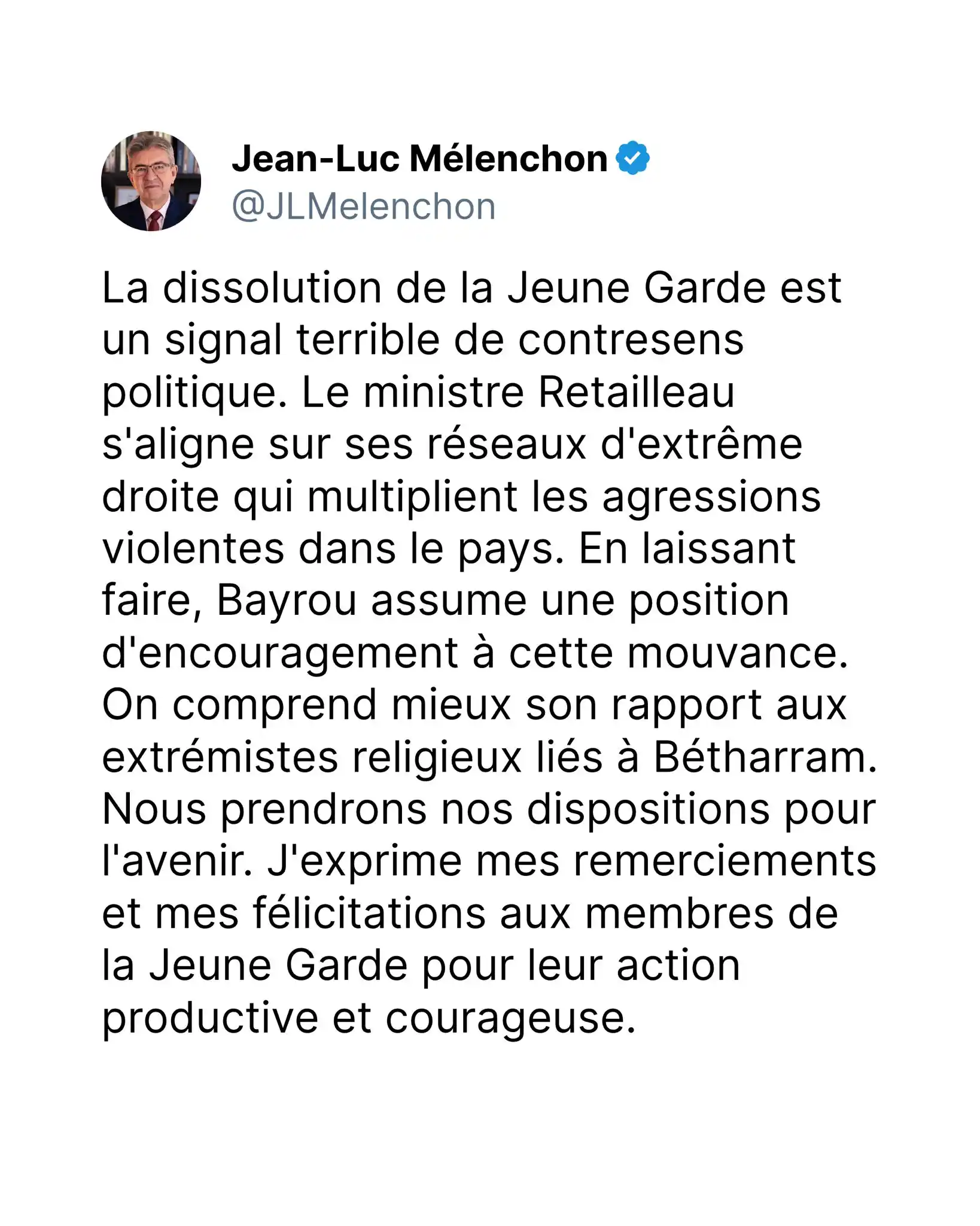 Jean-Luc Mélenchon post