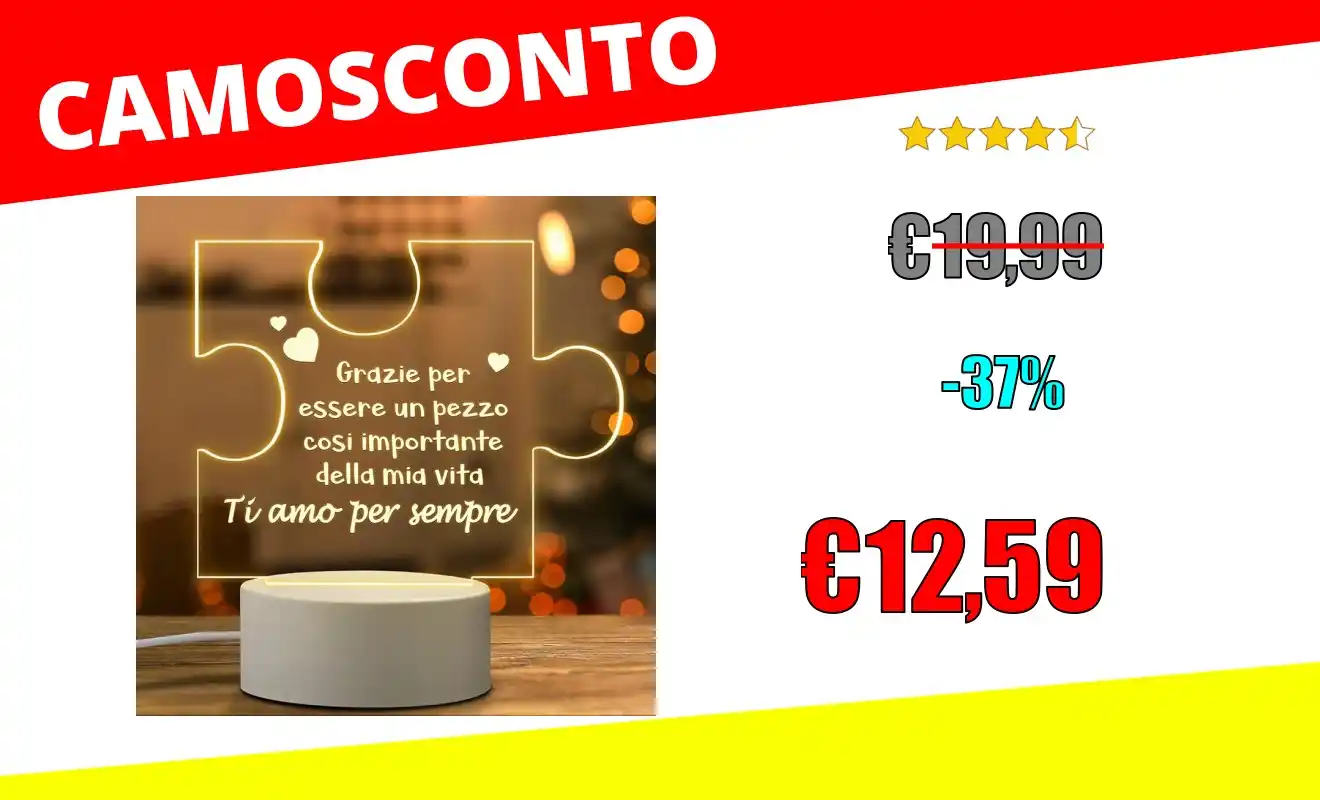 Image from OfferteSconto: *Idee Regalo Donna Uomo Natale, Lampada Regali Anniversario San Valent...