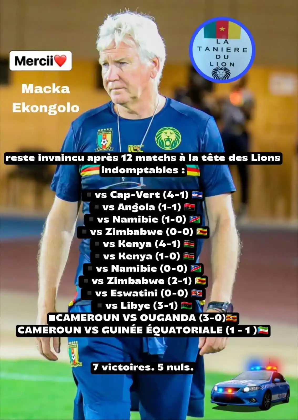 Image from LLV LE MAG: Le premier entraineur de l'histoire des lions indomptables invaincu lo...