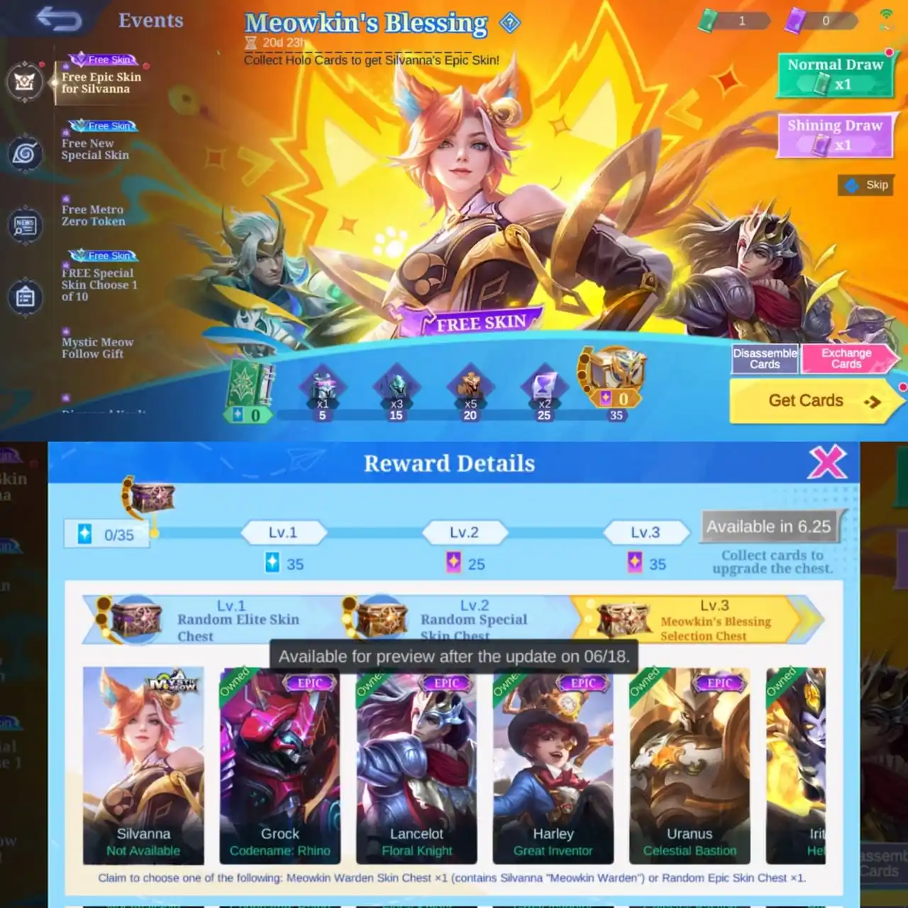 Image from Update Mobile Legend By Kv SL JUNI 35k✅ | SL JULI 30K✅ | Louyi Create 80k✅: Meowkin's Blessing Event Now Available | Get Silvanna "Meowkin Warden"...