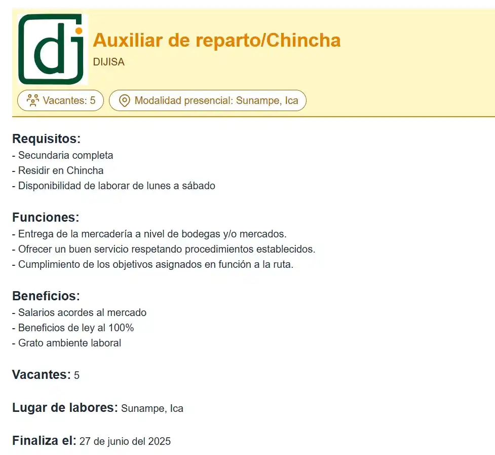 Image from Convocatorias de Trabajo ๐ต๐ช: ๐๐ก๐๐ฒ๐๐ฎ ๐ผ๐ฝ๐ผ๐ฟ๐๐๐ป๐ถ๐ฑ๐ฎ๐ฑ ๐น๐ฎ๐ฏ๐ผ๐ฟ๐ฎ๐น - SECTOR PRIVADO๐ ...