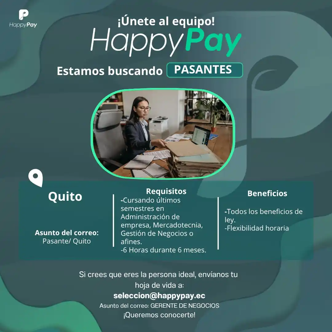 Image from Estudiantes FCA - UCE: 🔵 OFERTA DE PASANTÍAS...