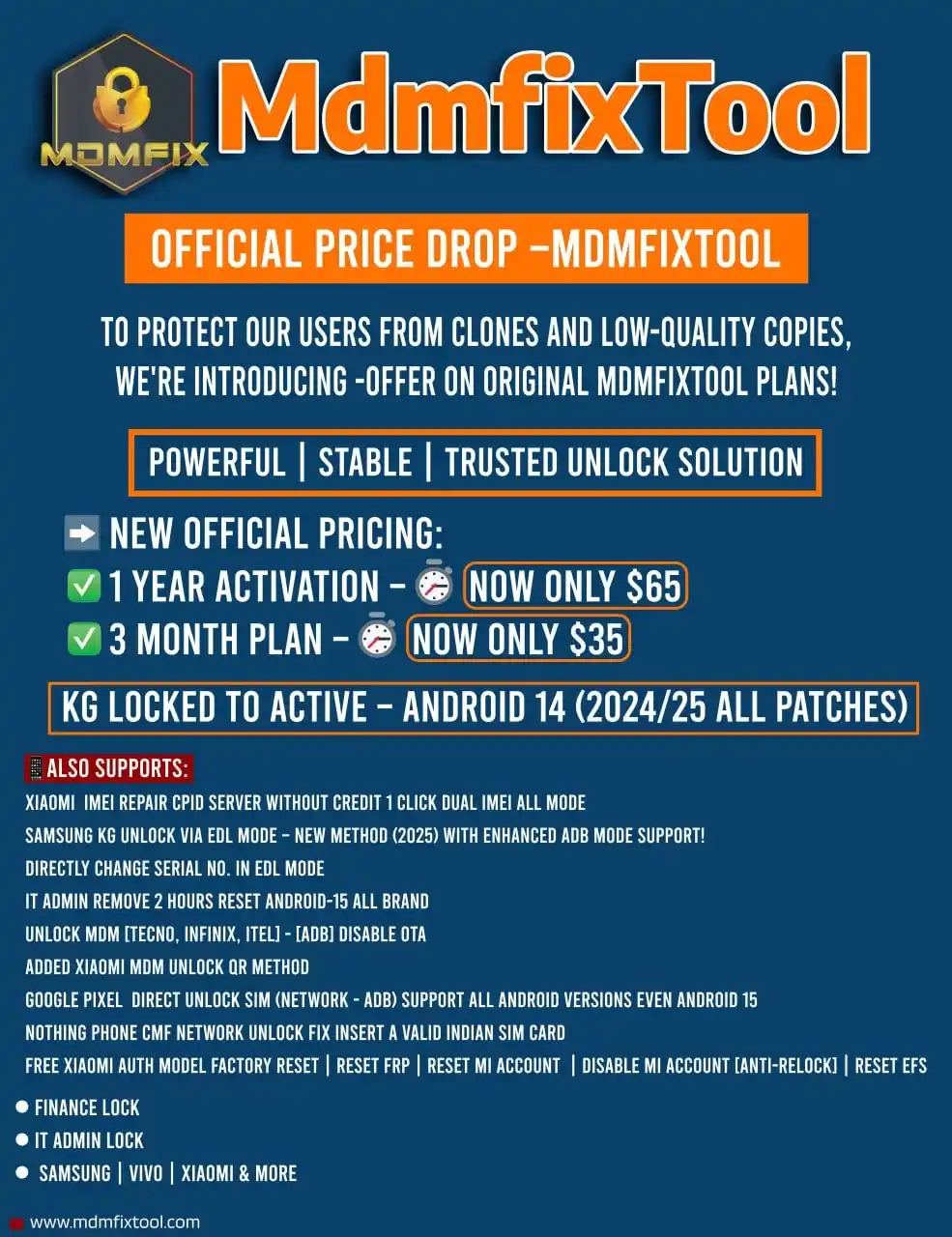 Image from GsmXR.COM: 🎯 🔥 Official Price Drop – MDMFix 🔥 To protect our users from clone...