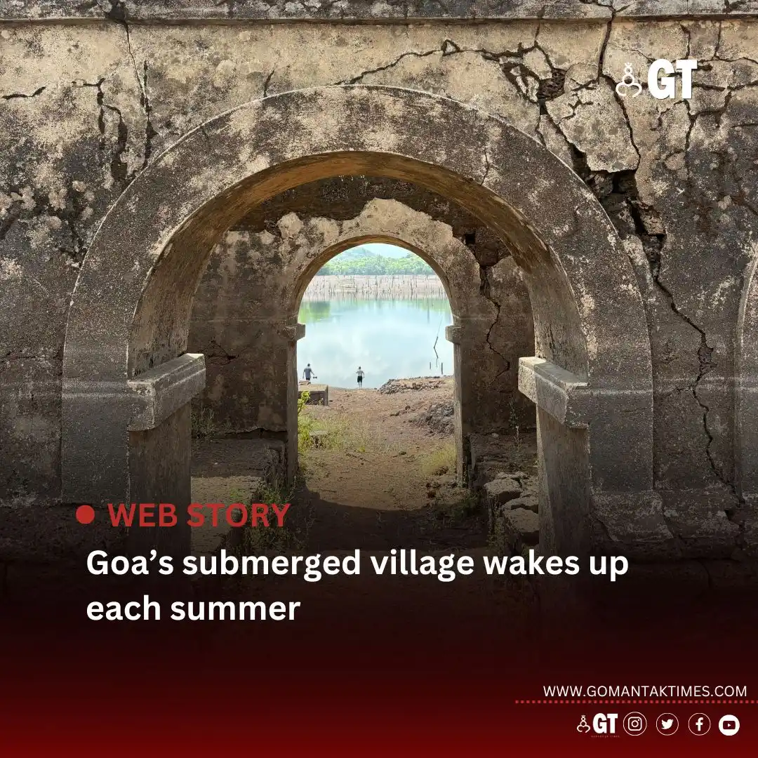 Image from Gomantak Times: *Once a thriving village in South Goa, Kurdi was submerged back in the...