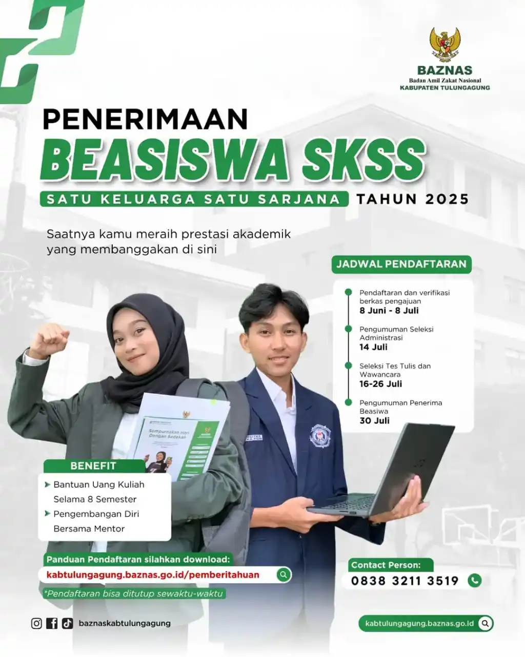 Image from INDBeasiswa - Info Beasiswa Terbaru 2025: 🎓 Pendaftaran Beasiswa SKSS BAZNAS Tulungagung 2025 Resmi Dibuka! Ba...