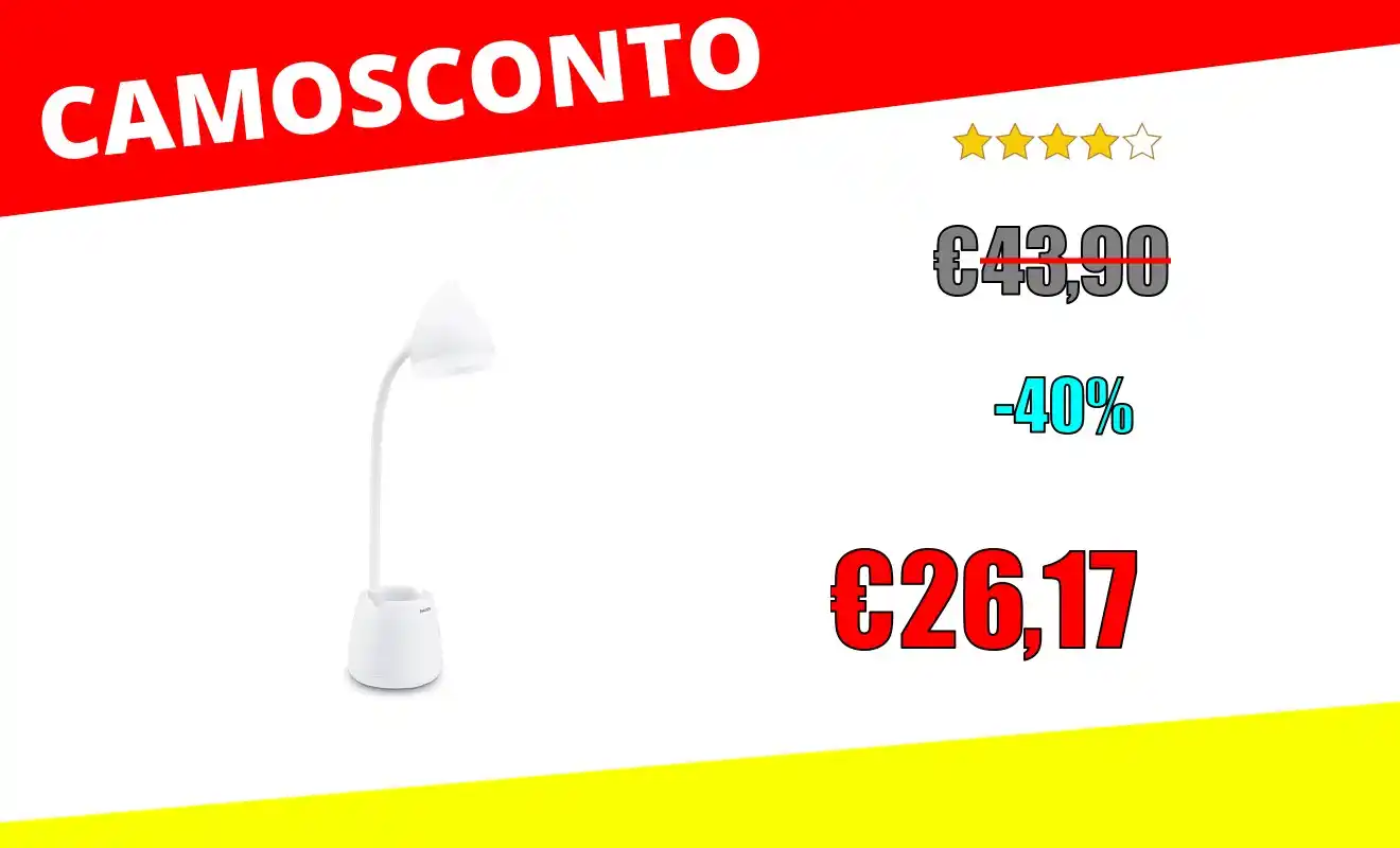 Image from OfferteSconto: *Philips LED Lampada da Tavolo Hat, Dimmerabile* ❌ ~43,90€~ 💰Scont...