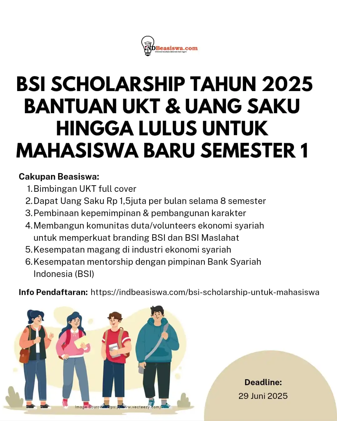 Image from INDBeasiswa - Info Beasiswa Terbaru 2025: 🎓 Program BSI Scholarship Tahun 2025 Bantuan UKT dan Uang Saku untuk ...