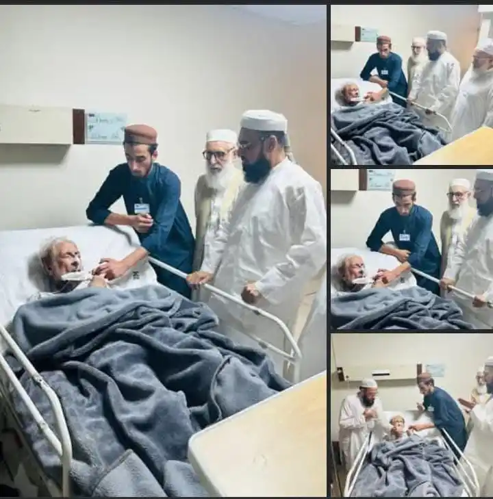 Image from JUI Media Pakistan: *پشاور ہسپتال* شیخ الحدیث،وفاق المدارس العربیہ پاکستان کے سینئر نائب...