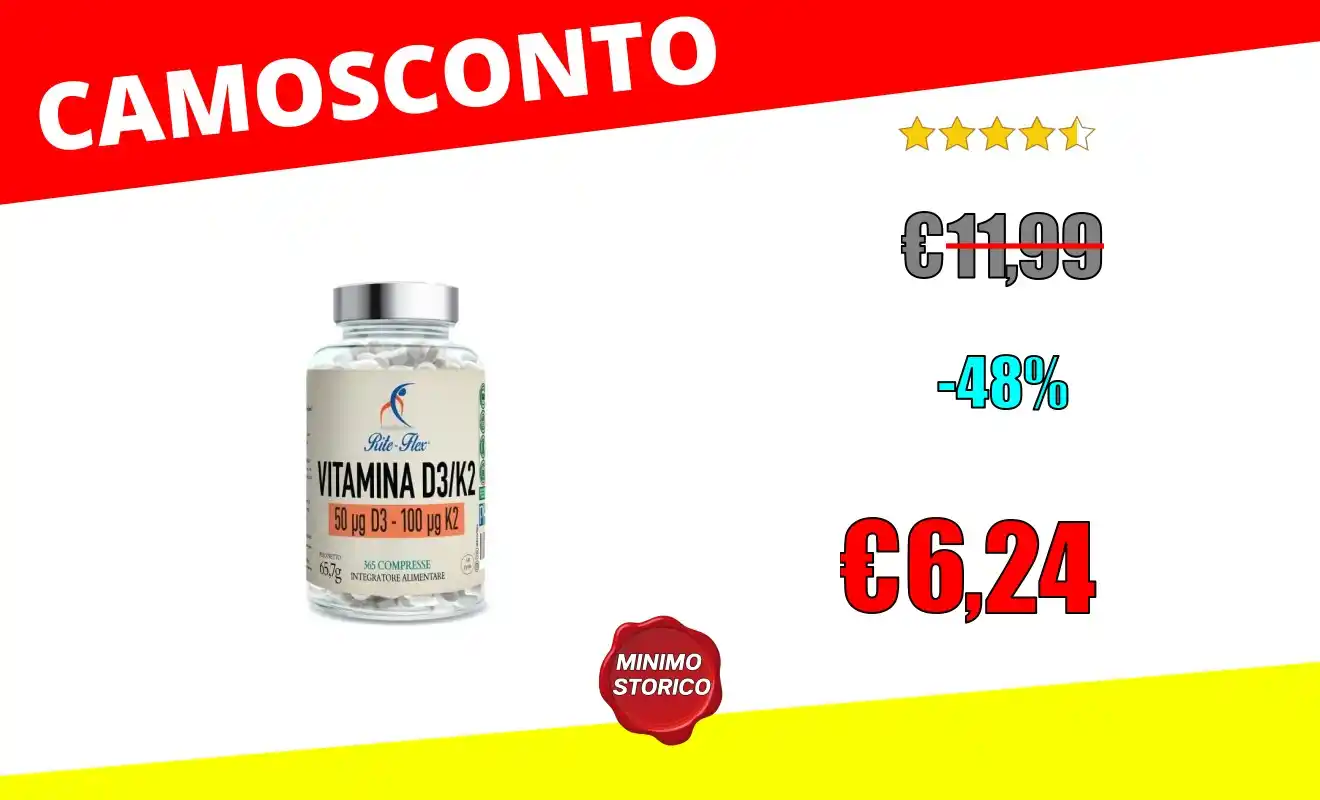 Image from OfferteSconto: *Rite-Flex, Vitamina D3 K2 365 Compresse (fornitura per 1 anno)*   ❌ ~...