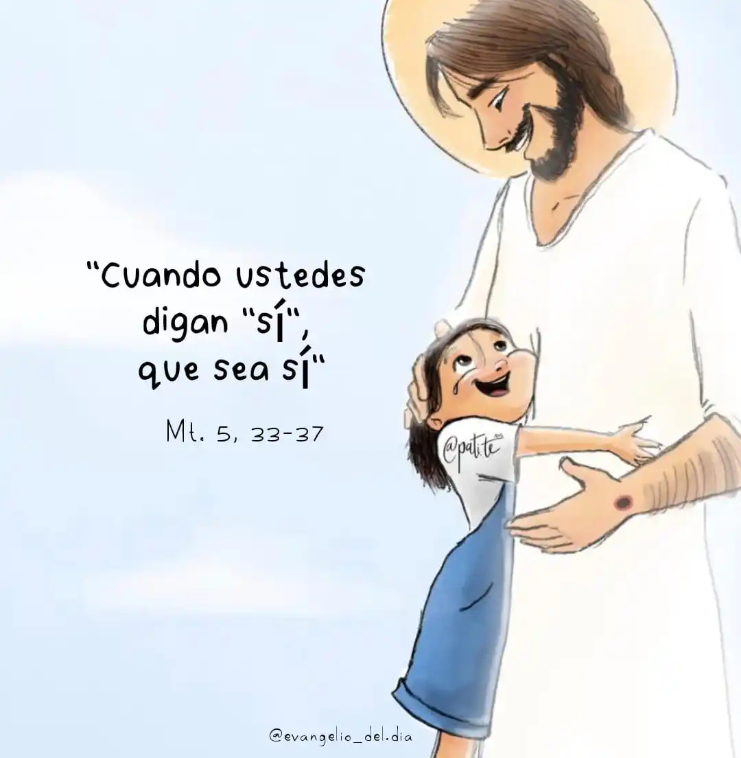 Image from Evangelio_del.dia: Sábado 14 de junio de 2025 Evangelio según San Mateo 5, 33-37. 💬Jes...