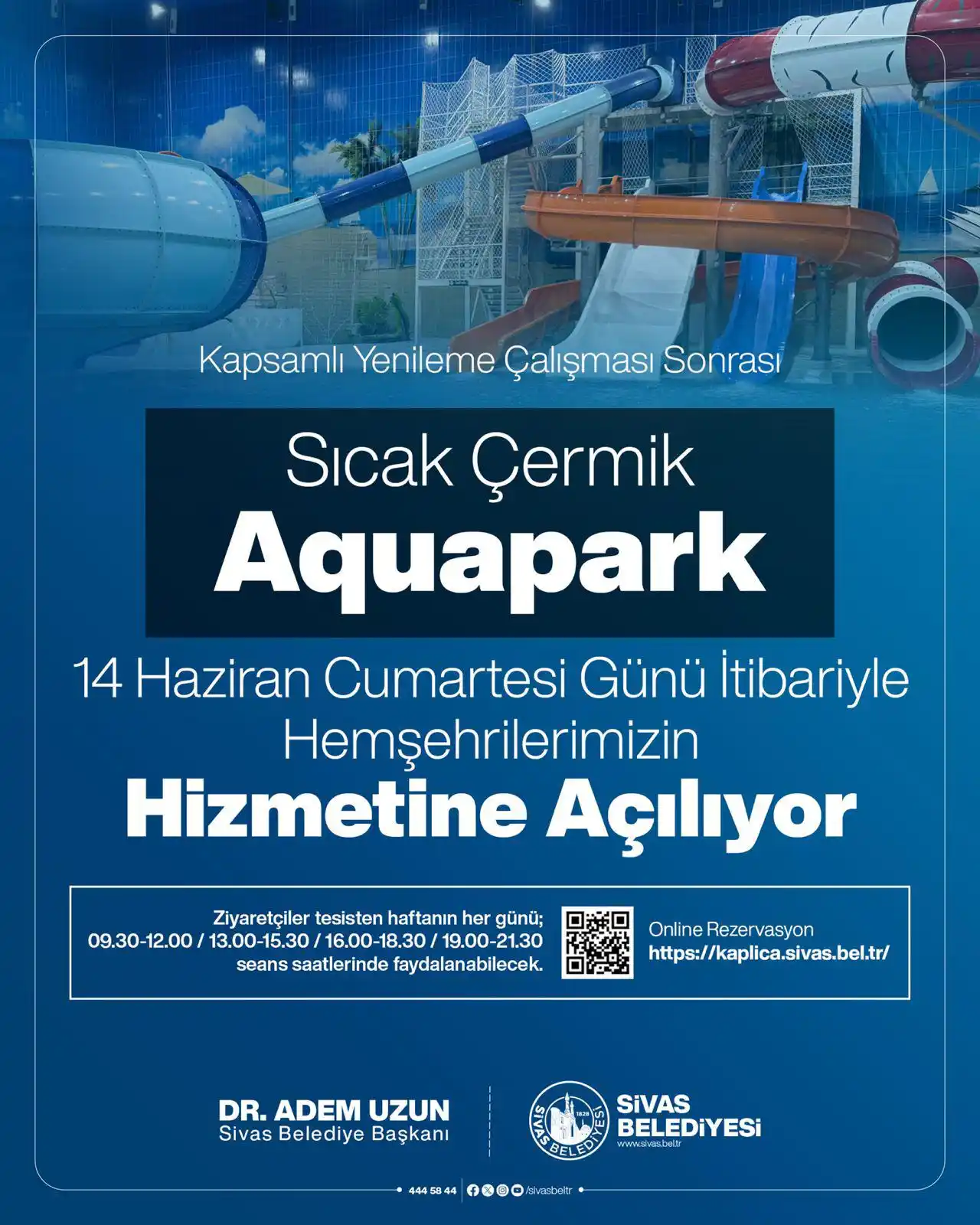 Image from Sivas Belediyesi: Sıcak Çermik’teki *Aquapark Sağlık, Spor ve Eğlence Merkezi*, 14 Hazir...