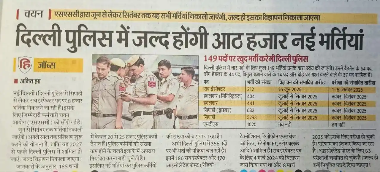 Image from Jobs91.com - Sarkari Jobs Alert: 📢 दिल्ली पुलिस में जल्द होगी 8000+ भर्तियाँ! सब-इंस्पेक्टर, सिपाही, M...