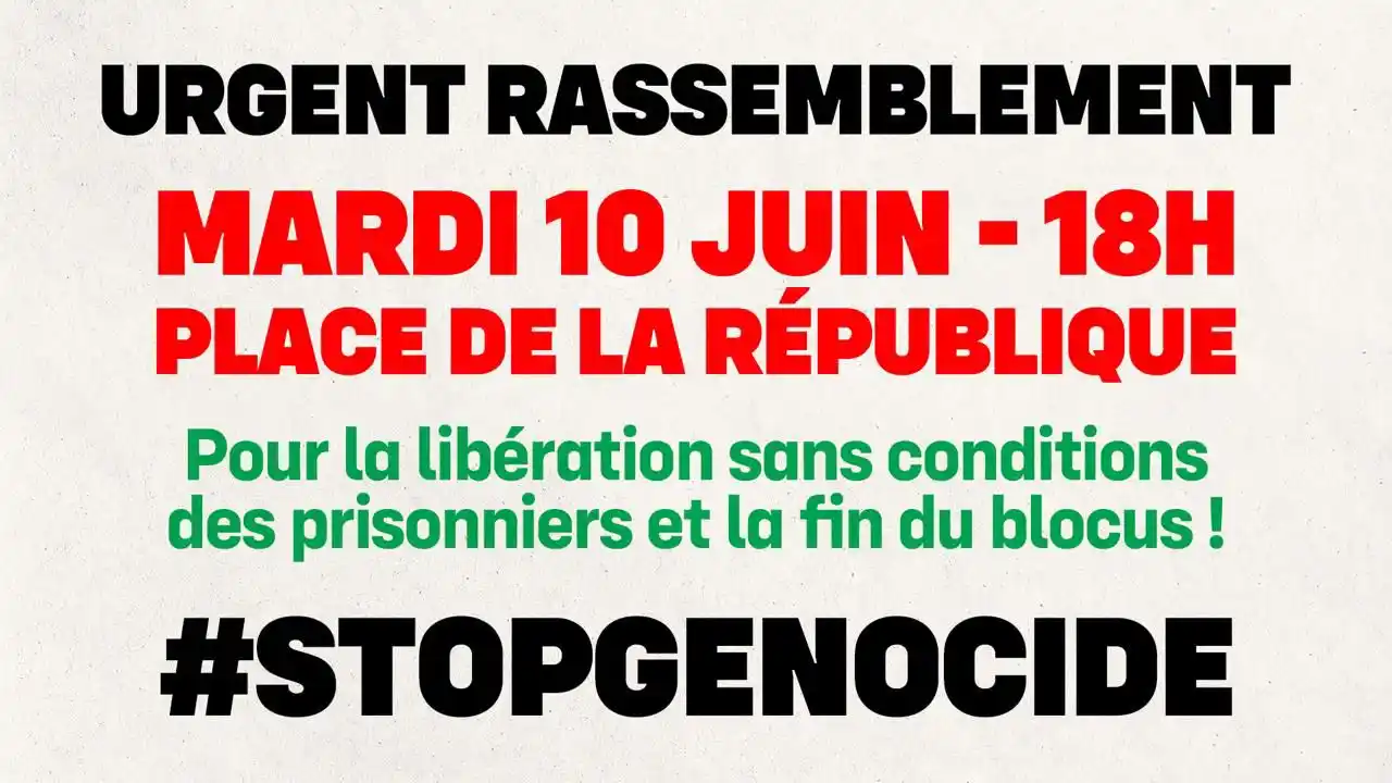 Image from Jean-Luc Mélenchon: 🔴 URGENT - Rassemblement pour la libération sans conditions des priso...