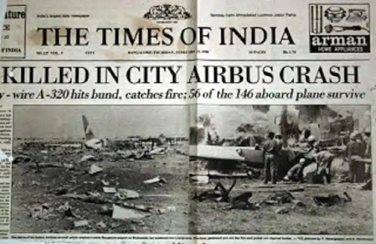 Image from Politics of Work: 6. Bangalore, 1990 — Indian Airlines Flight 605 Crashed short of the r...