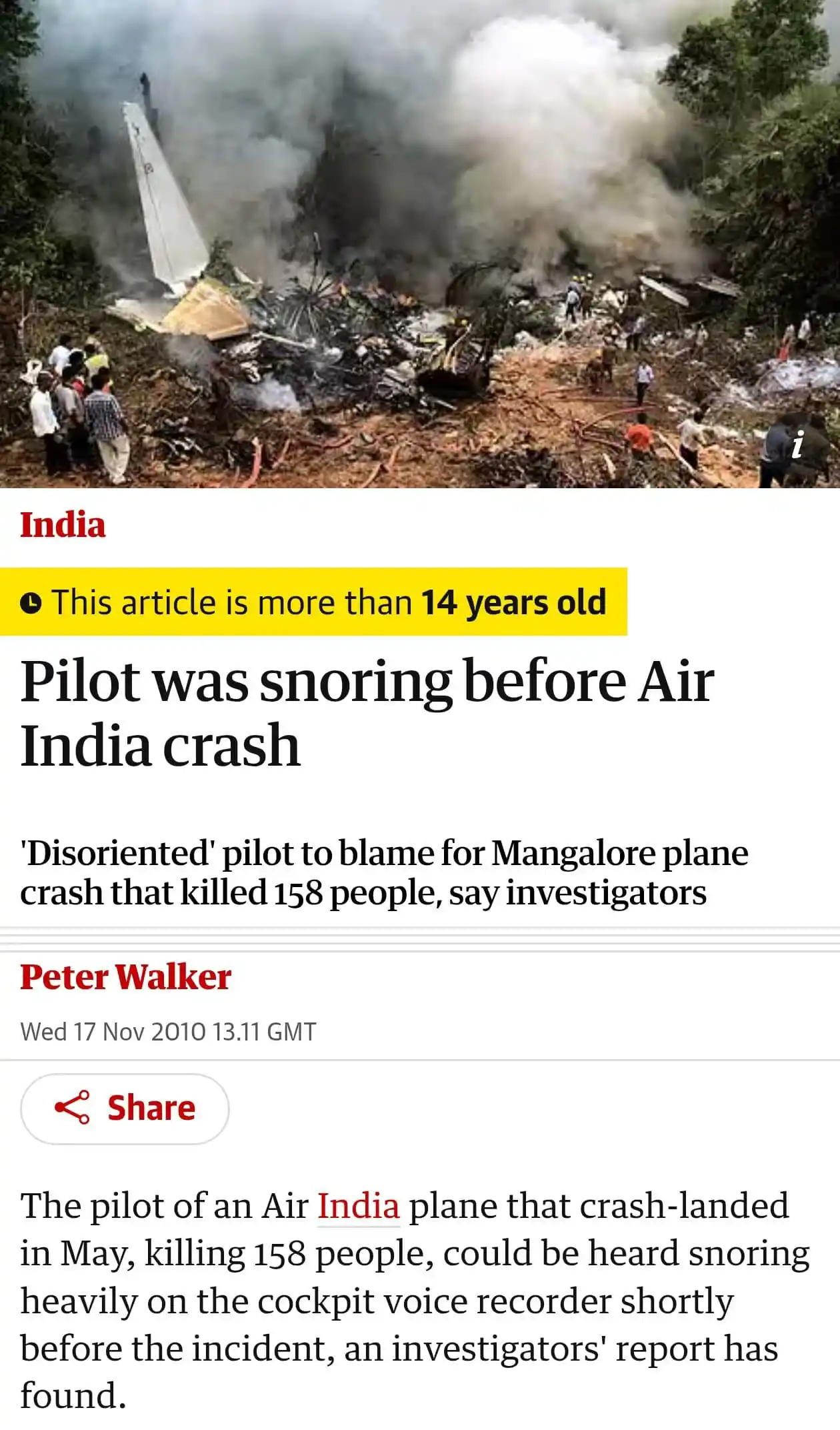 Image from Politics of Work: 7. Mangalore, 1981 — Indian Airlines Flight 557 Crash-landed due to te...