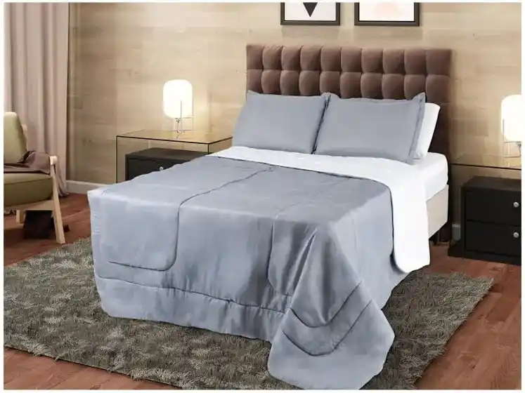 Image from Promodescontos (canal): APROVEITEEEE 🔥💙 Jogo de Cama Queen Marcelino Textil Microfibra 170 ...