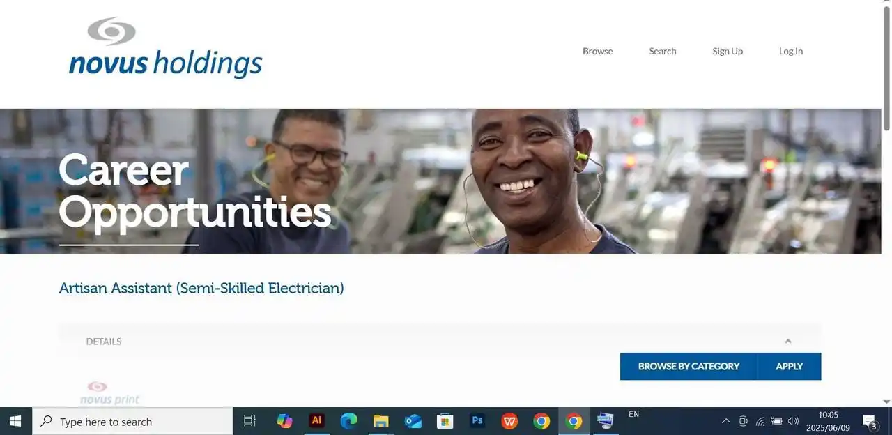 Image from Engineering Jobs, Apprenticeships & Learnerships: Artisan Assistant (Semi-Skilled Electrician) Company: Novus Print M...