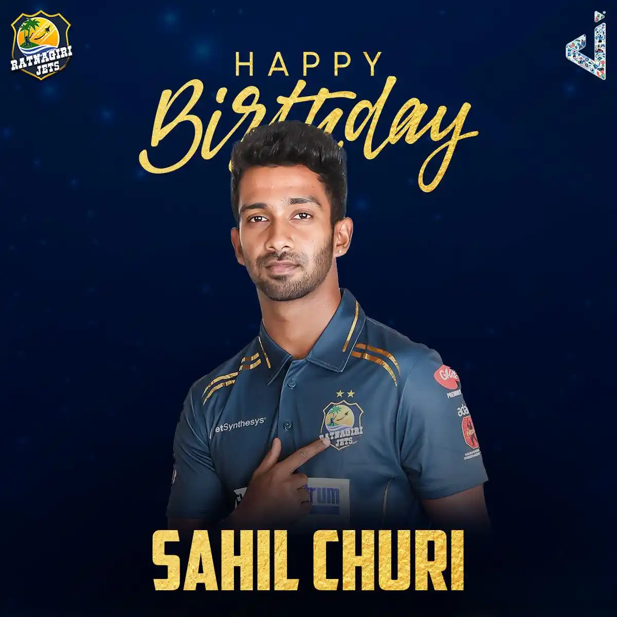Image from Ratnagiri Jets: Birthday wishes to our dynamic all-rounder Sahil Churi! 🥳 Holder of ...