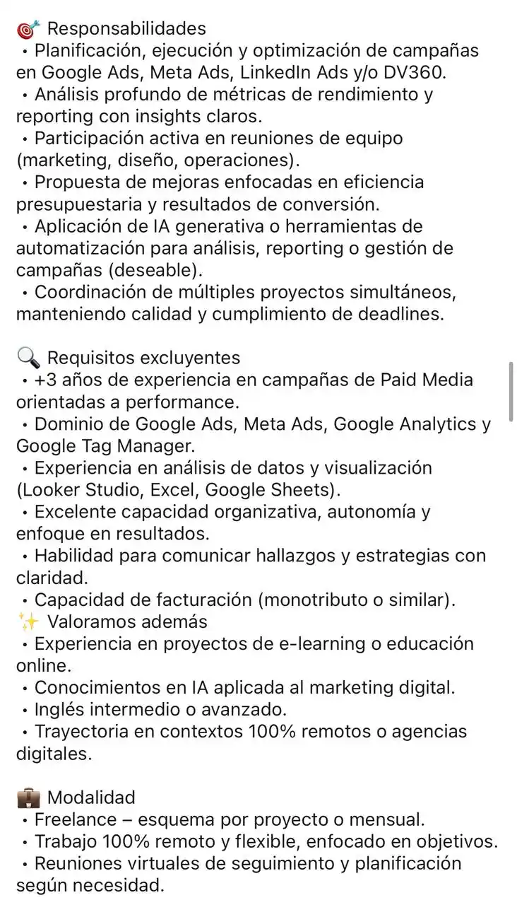 Image from OFERTAS LABORALES | WIT HR ✈️💼: Buscamos Analista Sr de Performance: 📨 ¿Te interesa postularte? Env...