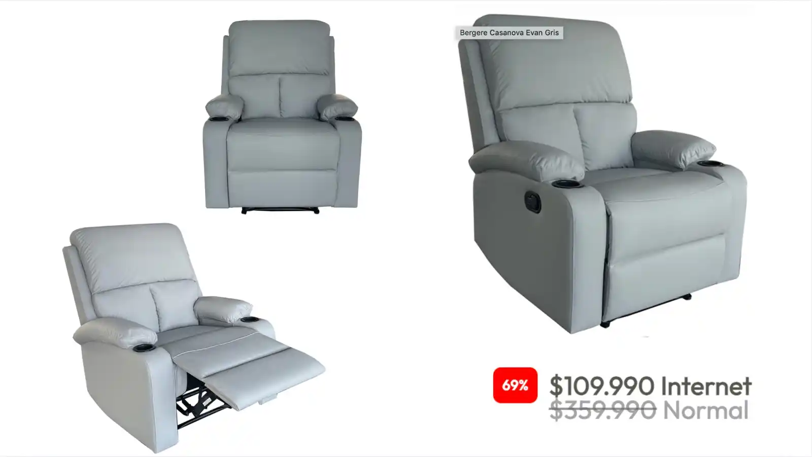Image from Knasta Chile / Ofertas Y Cupones Exclusivos: CASANOVA Bergere Casanova Evan Gris OFERTA: $109.990🥳(Otras tiendas:...