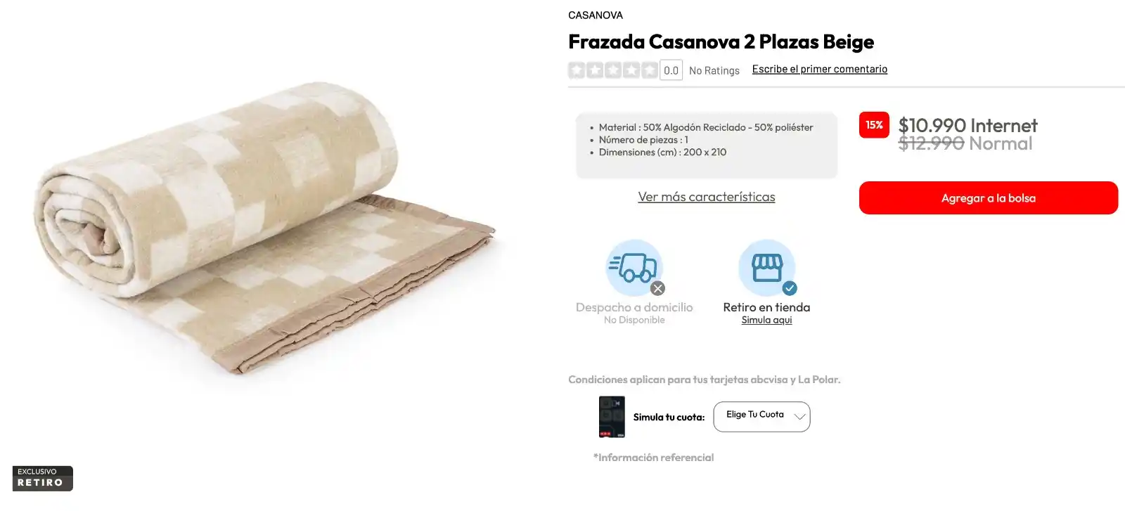 Image from Knasta Chile / Ofertas Y Cupones Exclusivos: CASANOVA Frazada 2 Plazas Beige OFERTA: $10.990🔥(Otras tiendas: $16....