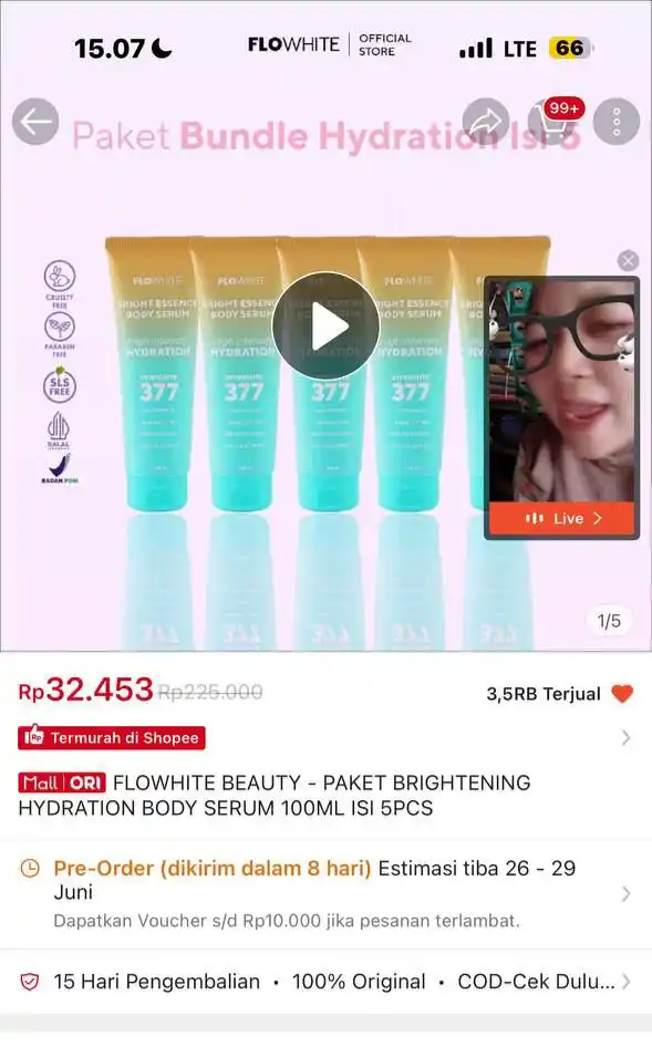 Image from KODE VOUCHER SHOPEE 🥳 DANA KAGET SHOPEE THR: Dpt 5 bodyserum Temukan FLOWHITE BEAUTY - PAKET BRIGHTENING HYDRATION...