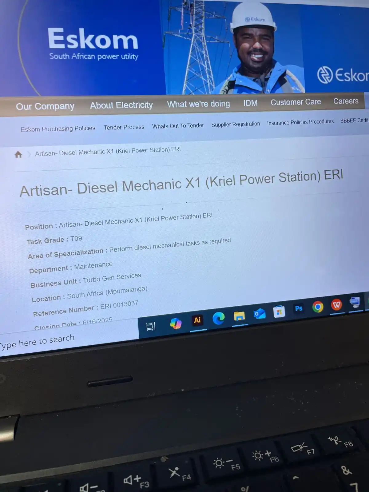 Image from Engineering Jobs, Apprenticeships & Learnerships: Eskom is hiring! Kriel Power Station (Mpumalanga) is looking for 1 Art...