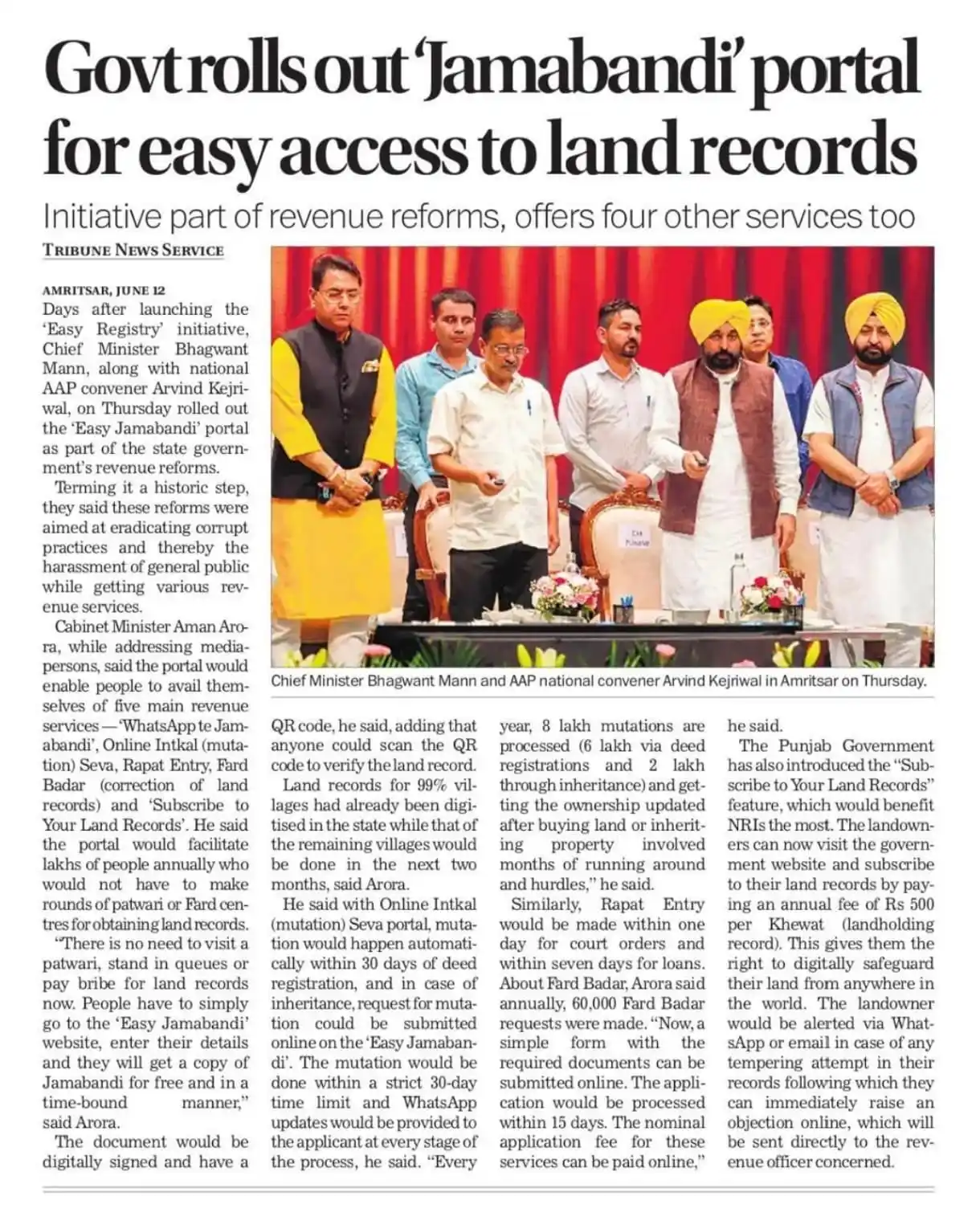 Image from Politics of Work: 🚨 Historic Reform in Punjab’s Land System!  CM Bhagwant Mann & Nation...