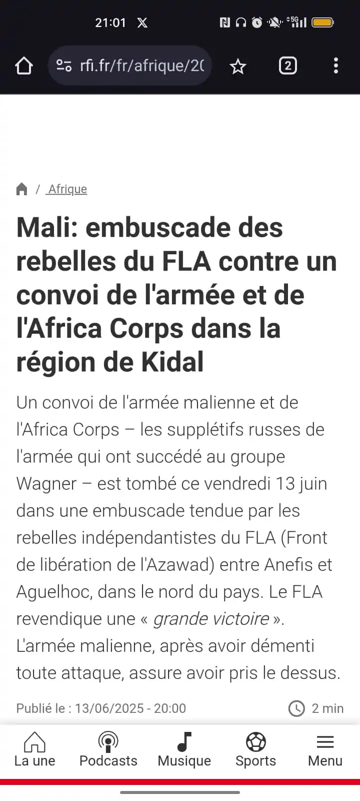 Image from Le Méhari Post de Mohamed AG Ahmedou du MTRM: https://www.rfi.fr/fr/afrique/20250613-mali-embuscade-des-rebelles-du-...