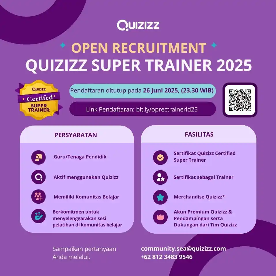 Image from Komunitas Guru Digital Indonesia (KGDI): 📣 INDONESIA QUIZZIZZ SUPER TRAINER 2025 - Batch <a class="text-blue-5...