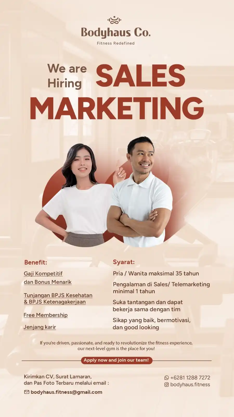 Image from INFO LOKER SEMARANG: *LOKER SEMARANG* Sales Marketing Bodyhaus Fitness Kualifikasi : - Pri...
