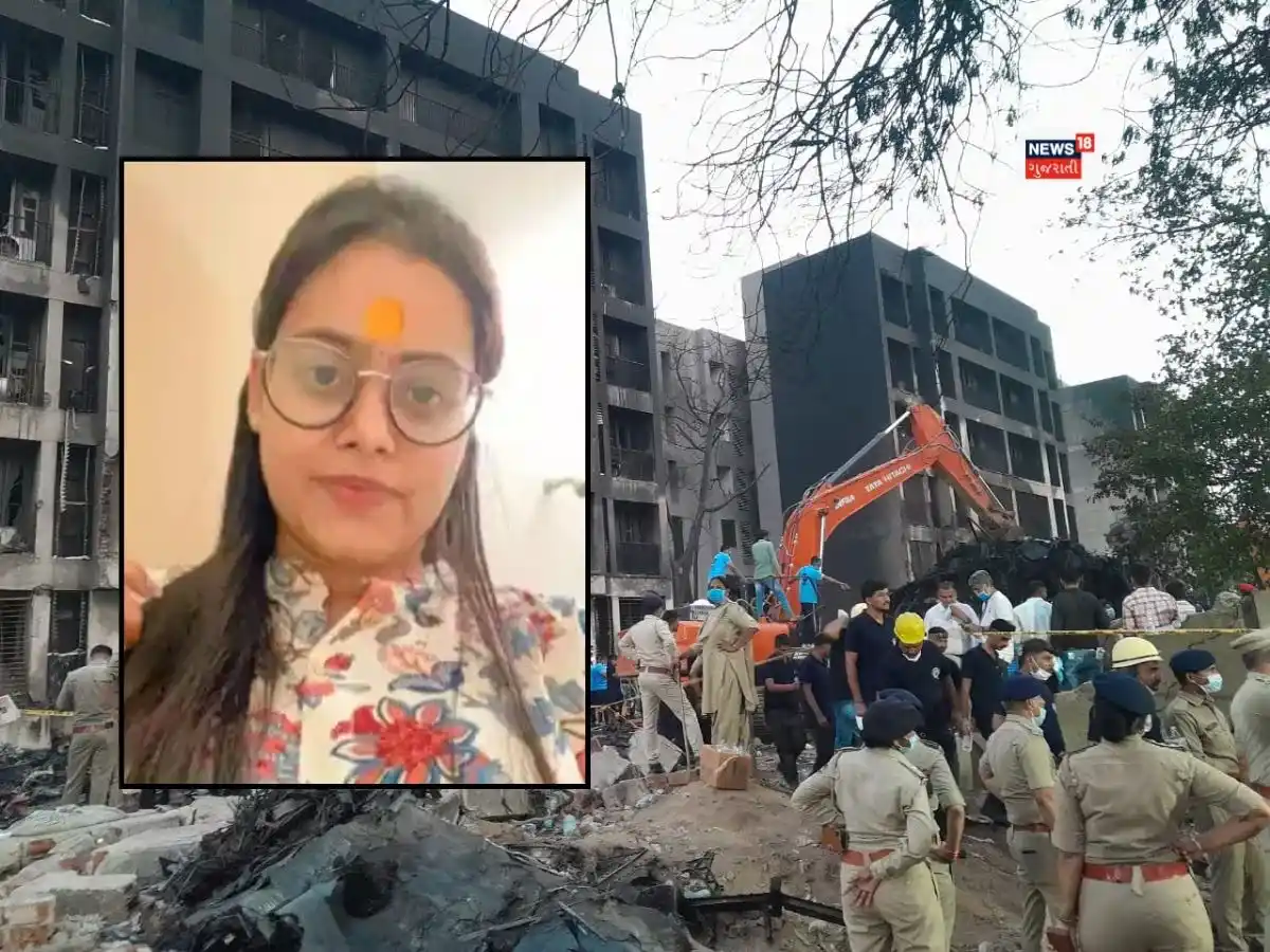 Image from News18 Gujarati: *"મારા ગણપતિ બાપ્પાએ મને બચાવી લીધી", અમદાવાદના ટ્રાફિકને કારણે ફ્લાઇટ...