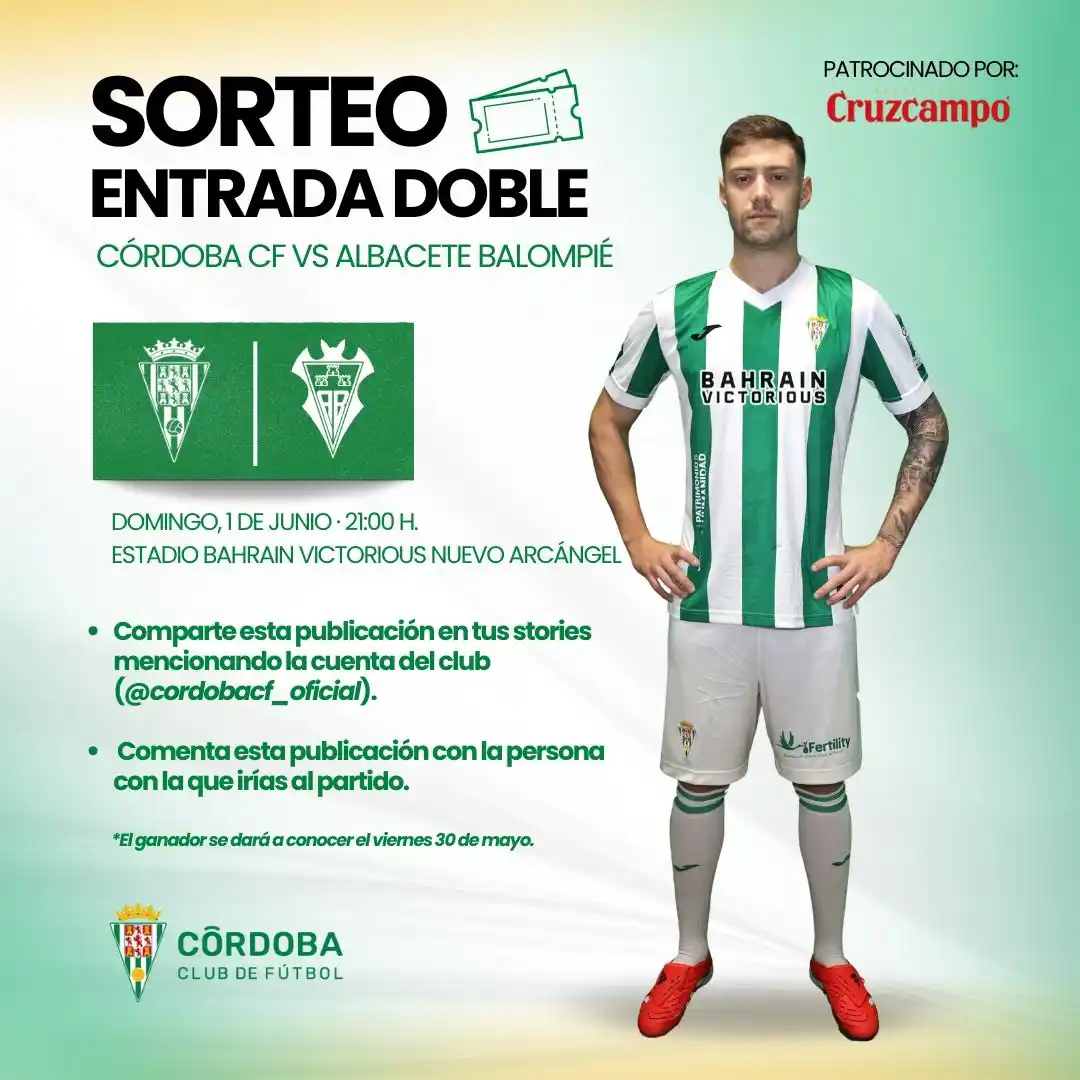 Image from Córdoba CF: 📢 ¡Nuevo sorteo en Instagram! 🎫✖️2⃣ para el <a class="text-blue-50...