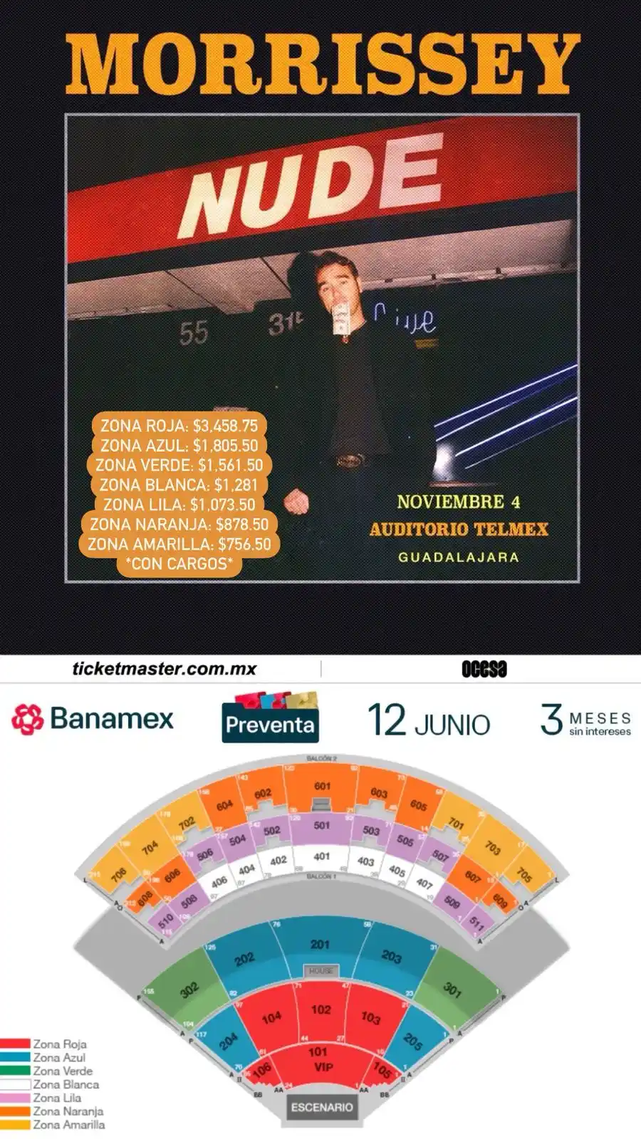 Image from Ailoviutl : 🎟️ Precios de Boletos GDL 🎟️ ZONA ROJA: $3,458.75 ZONA AZUL: $1,805...