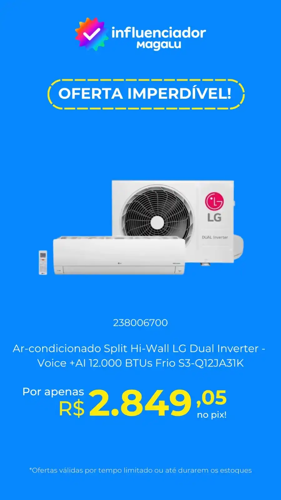 Image from Promodescontos (canal): *PREÇO EXCLUSIVO EM PRODUTOS DA LG!!* 😍💙 Seleção de Ares Condiciona...
