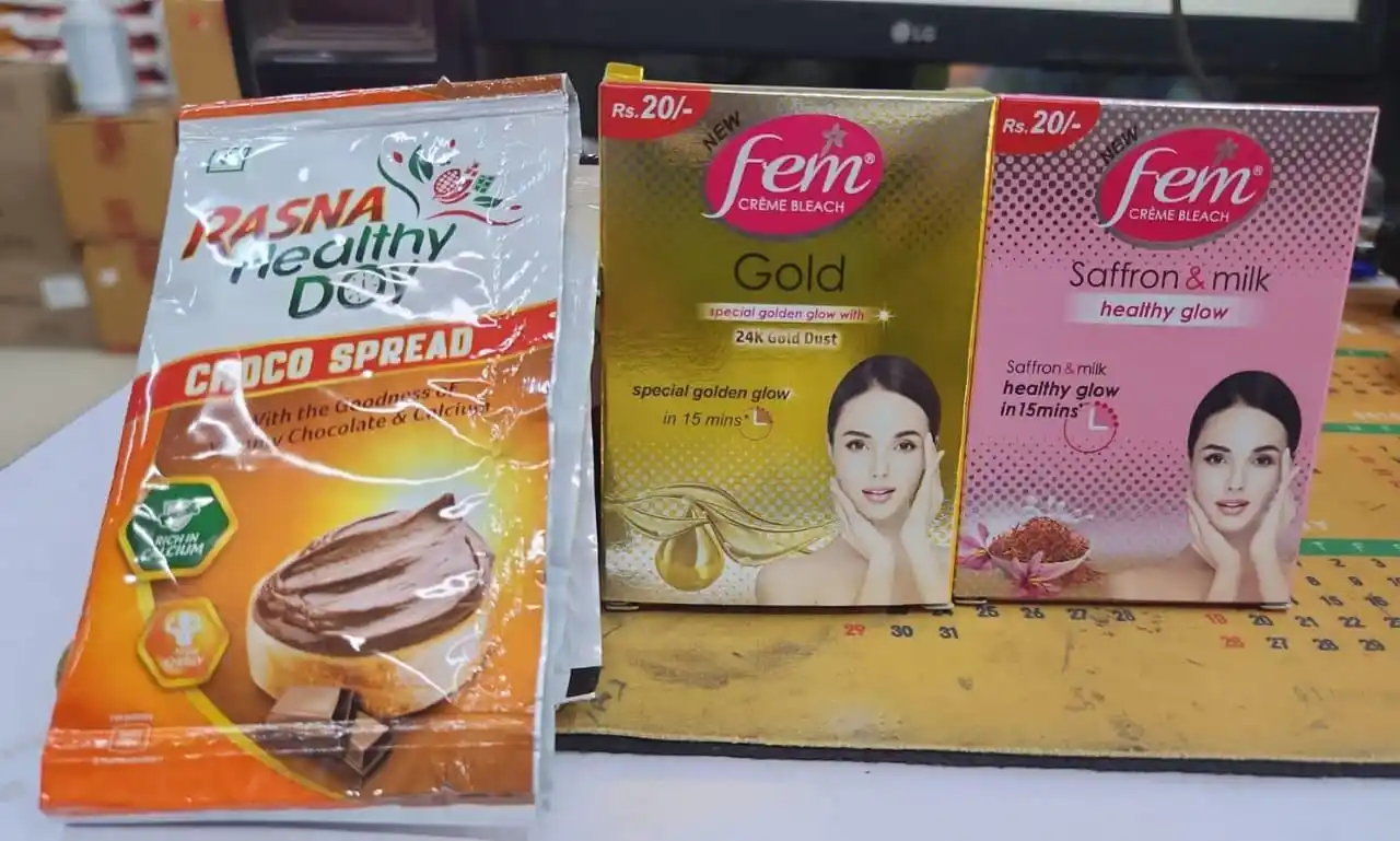 Image from Shopmazza: RASNA CHOCO SPREAD 10GM ₹5 (MRP ₹10) FEM CREME BLEACH GOL DUST AND S...