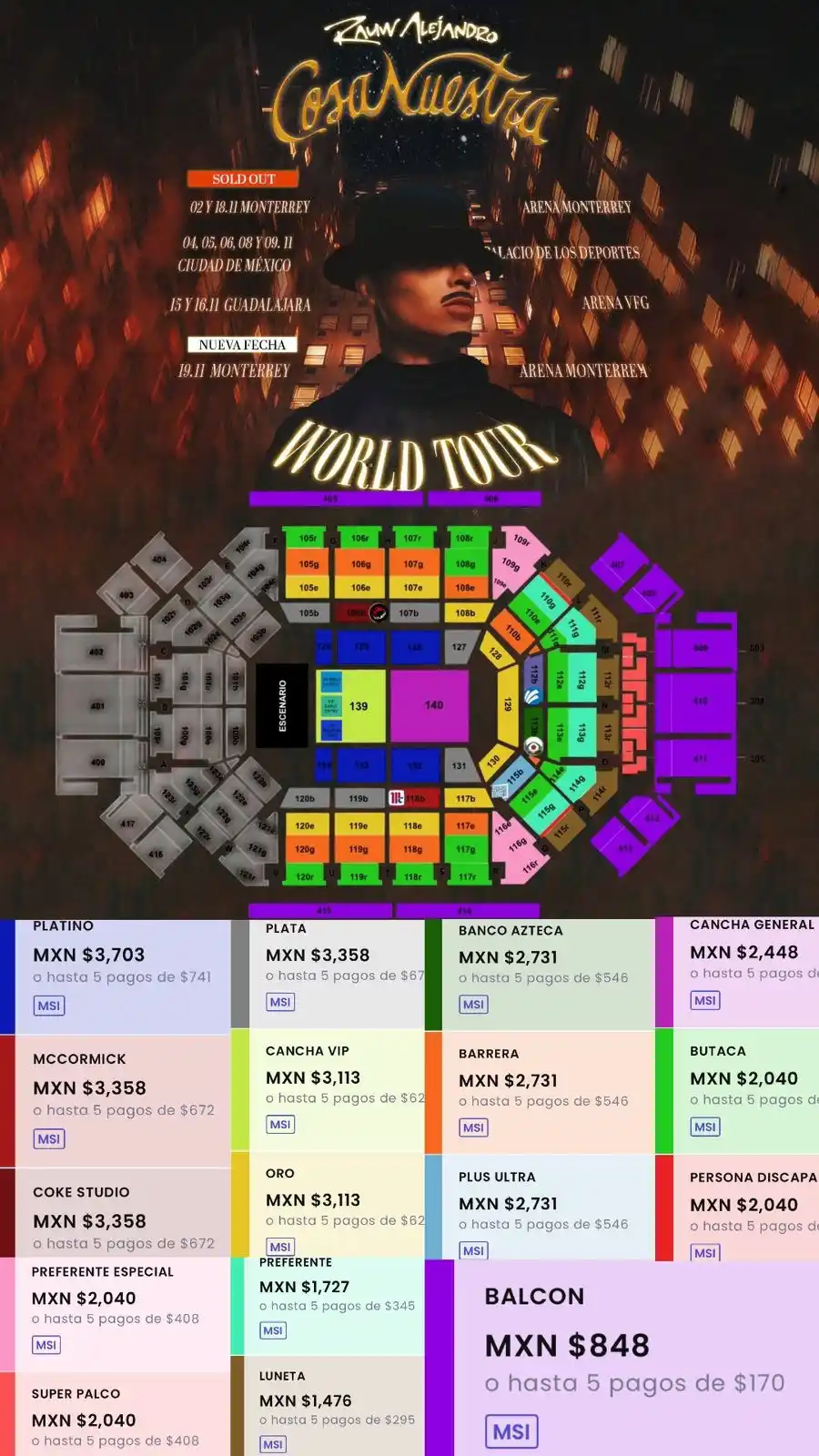 Image from Ailoviutl : Rauw Alejandro 🦊 Cosa Nuestra Tour 🎫 Gran Venta HSBC 11:00 AM 🎟️ Ú...