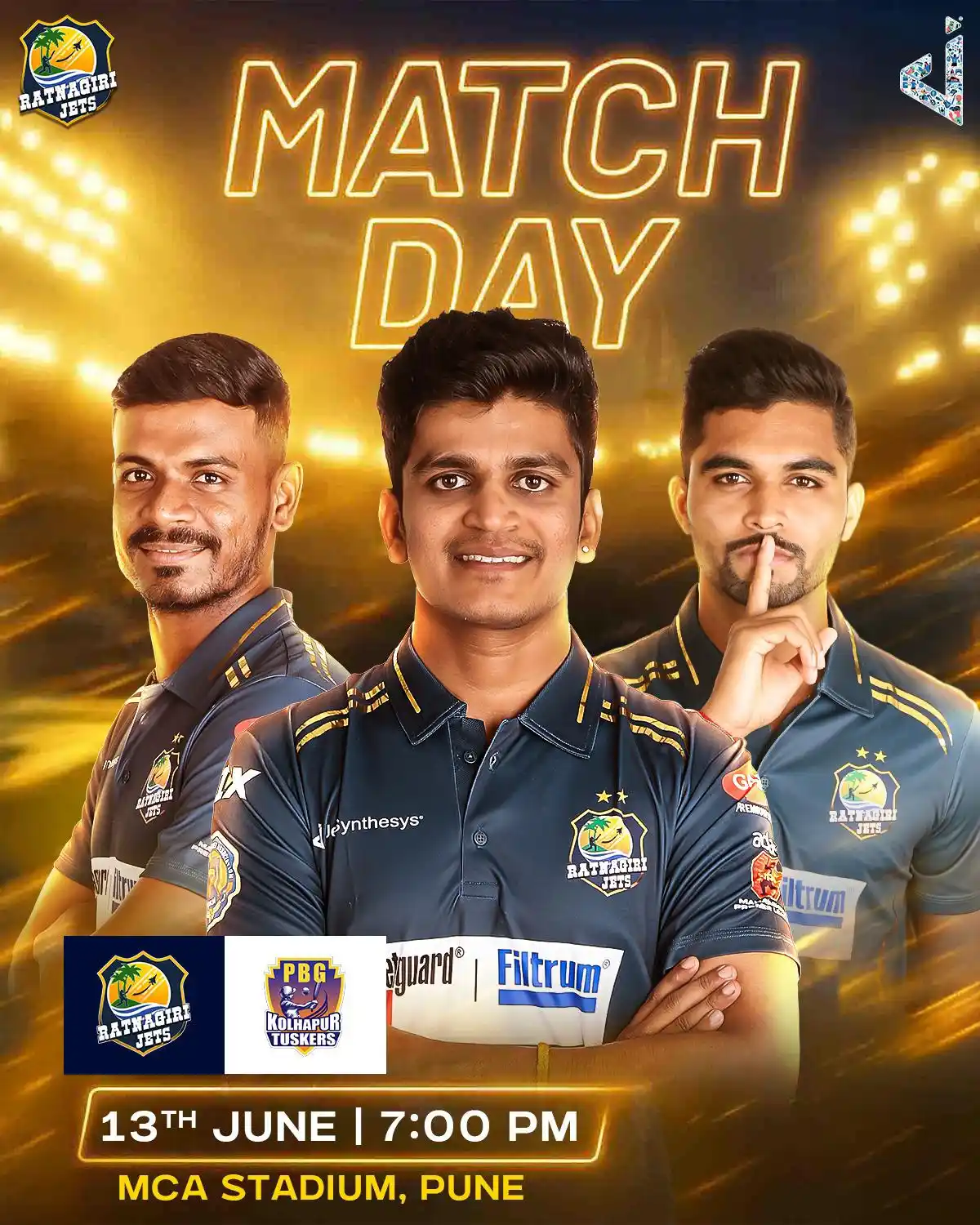 Image from Ratnagiri Jets: Round 2️⃣ vs Kolhapur 🏏  We are ready to soar high 🚀...