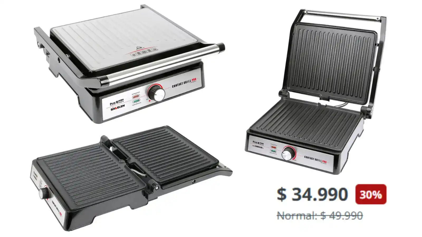 Image from Knasta Chile / Ofertas Y Cupones Exclusivos: Sindelen - Parrilla sandwichera Con placas mixtas y superficie antiad...