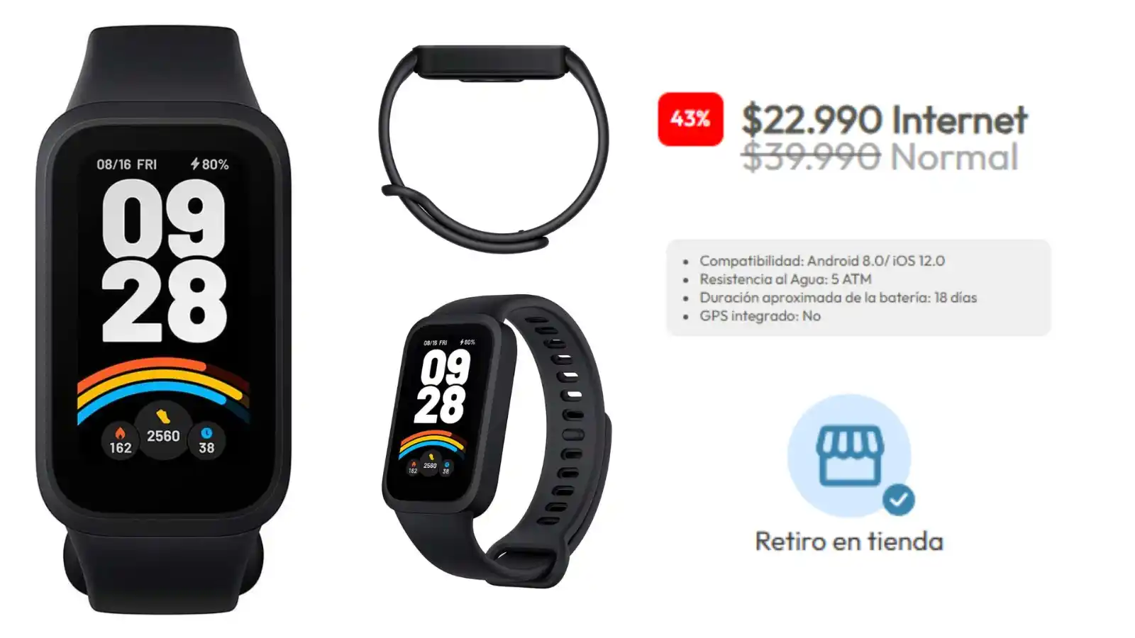 Image from Knasta Chile / Ofertas Y Cupones Exclusivos: Smartwatch Xiaomi Smart Band 9 Active Black Monitoreo del sueño y de ...